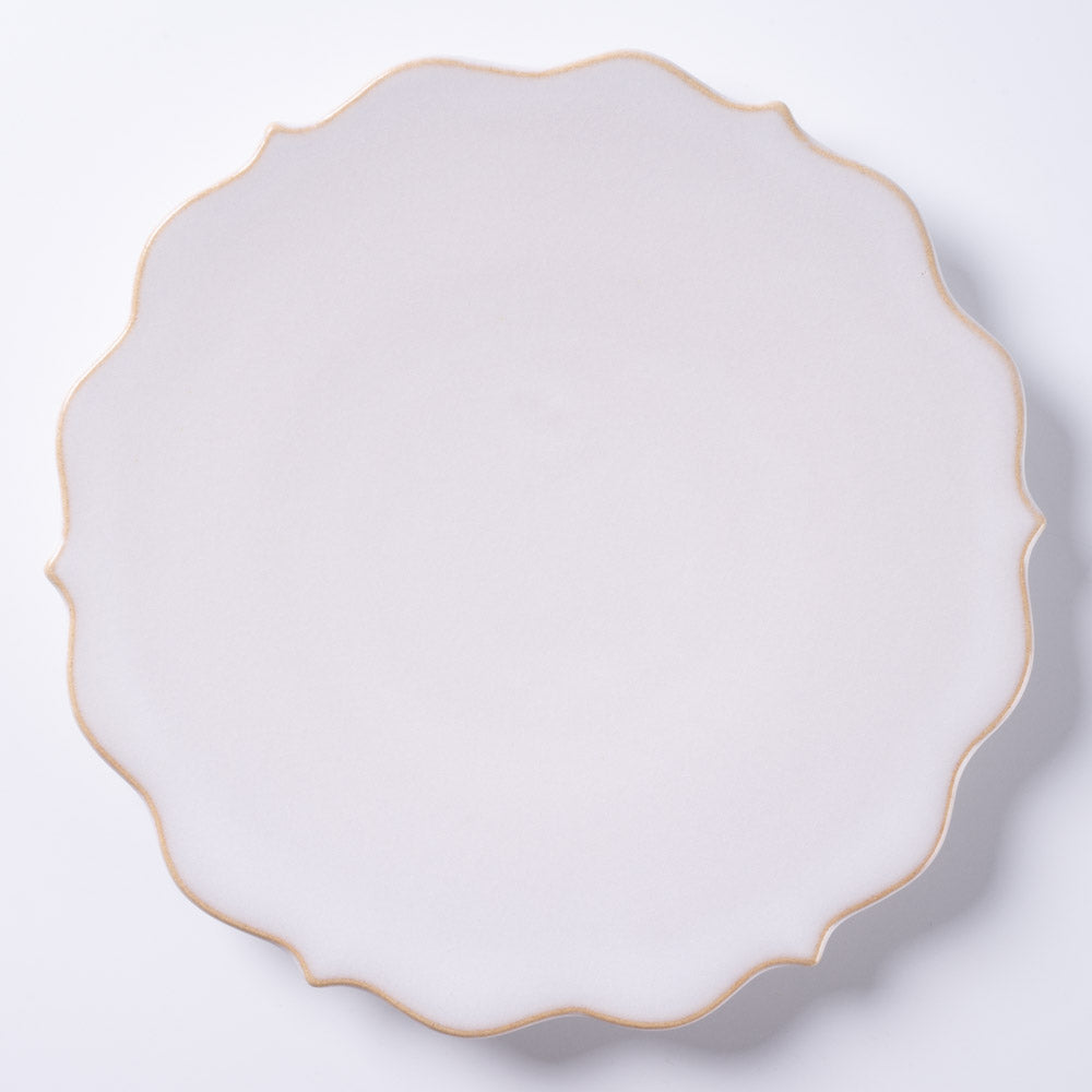 萩焼 天龍窯 凛花皿7寸 ホワイト 萩焼 天龍窯 萩焼