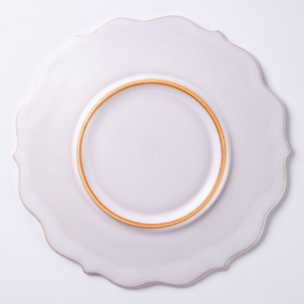 萩焼 天龍窯 凛花皿7寸 ホワイト 萩焼 天龍窯 萩焼