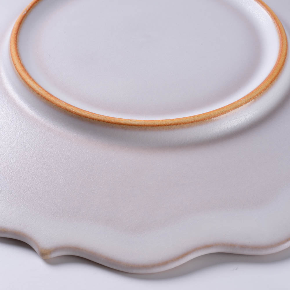 萩焼 天龍窯 凛花皿7寸 ホワイト 萩焼 天龍窯 萩焼