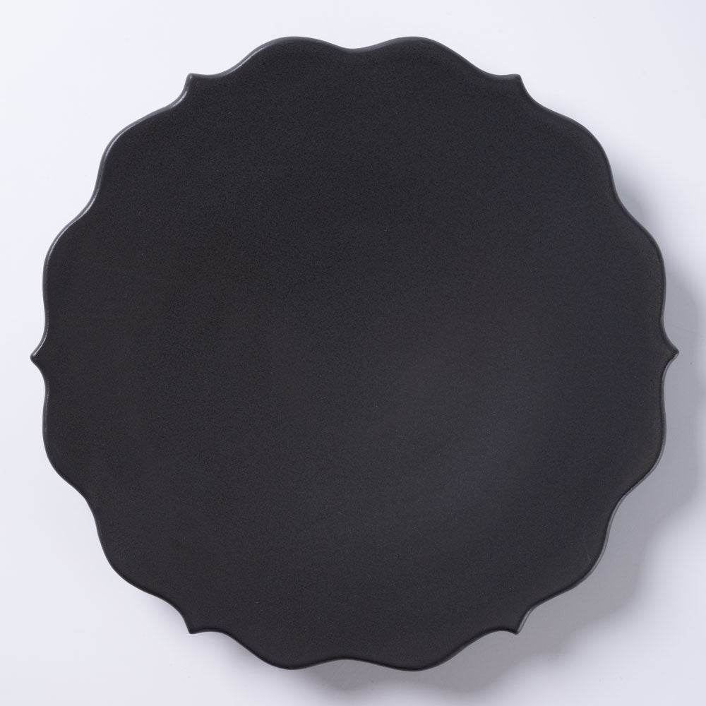 萩焼 天龍窯 凛花皿7寸 ブラック 萩焼 天龍窯 萩焼