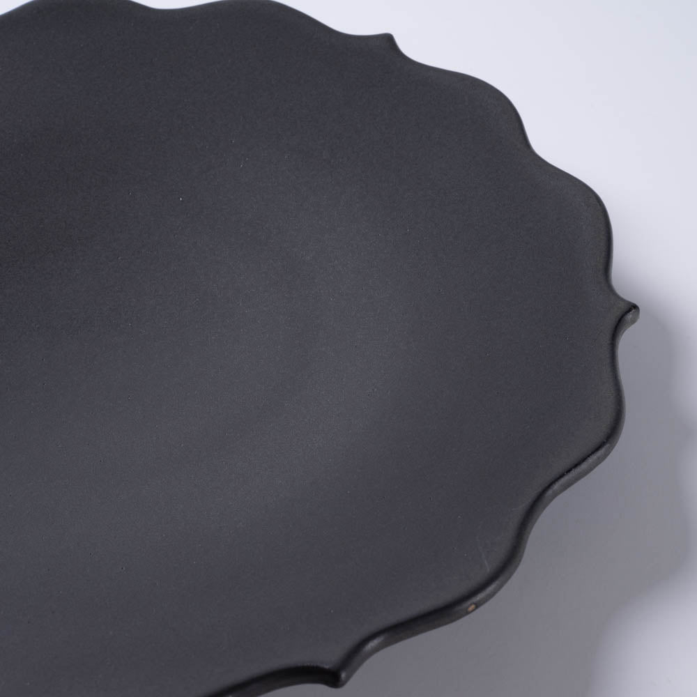 萩焼 天龍窯 凛花皿7寸 ブラック 萩焼 天龍窯 萩焼