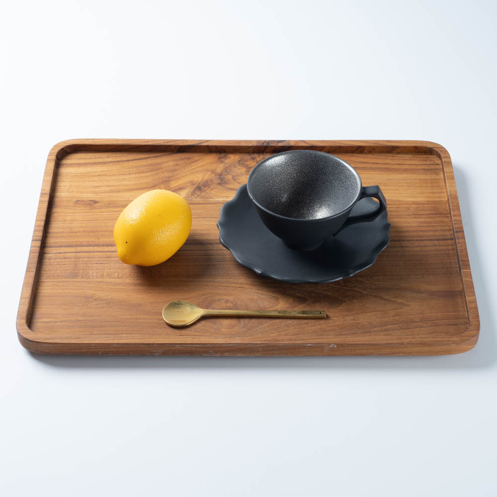萩焼 天龍窯 凛花カップ＆ソーサー シルバー×ブラック ¥5,500