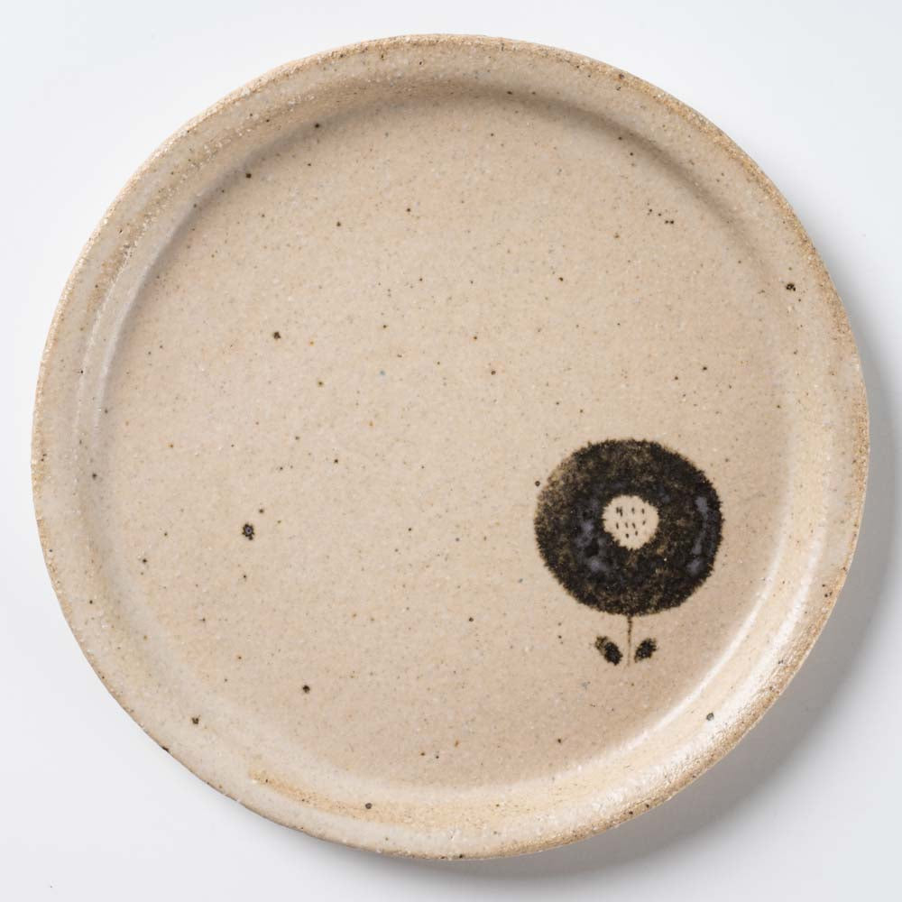 作家 岡村朝子 丸皿 小 flower B 作家 岡村朝子 陶磁器作家もの
