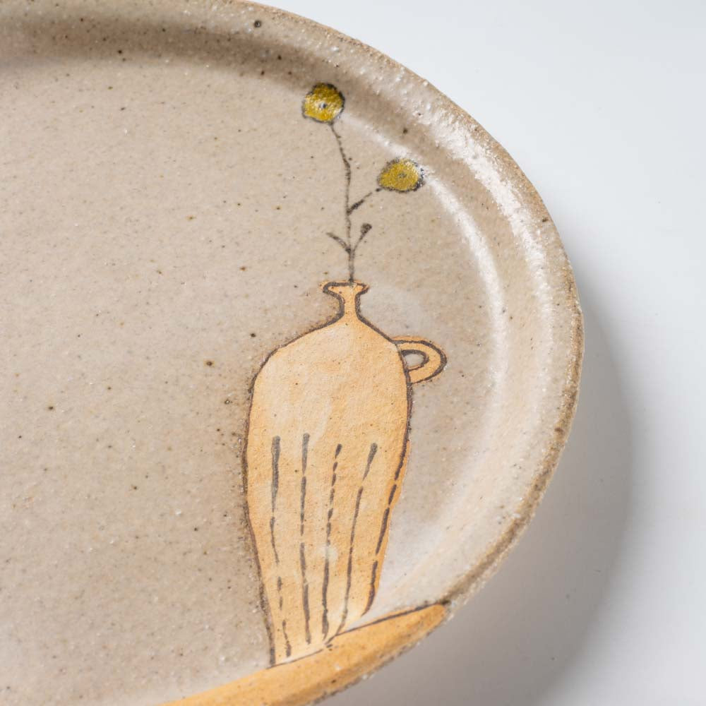 作家 岡村朝子 丸皿 小 花瓶 作家 岡村朝子 陶磁器作家もの