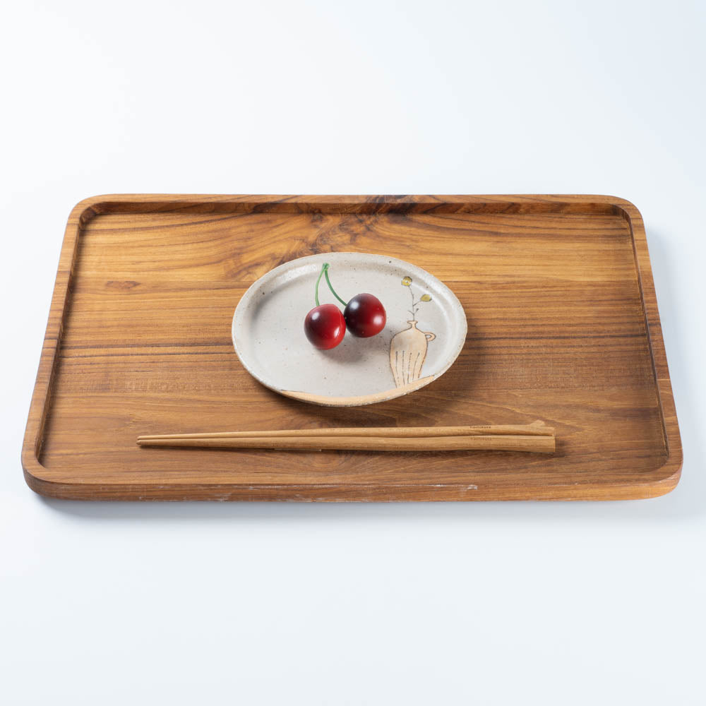 作家 岡村朝子 丸皿 小 花瓶 作家 岡村朝子 陶磁器作家もの