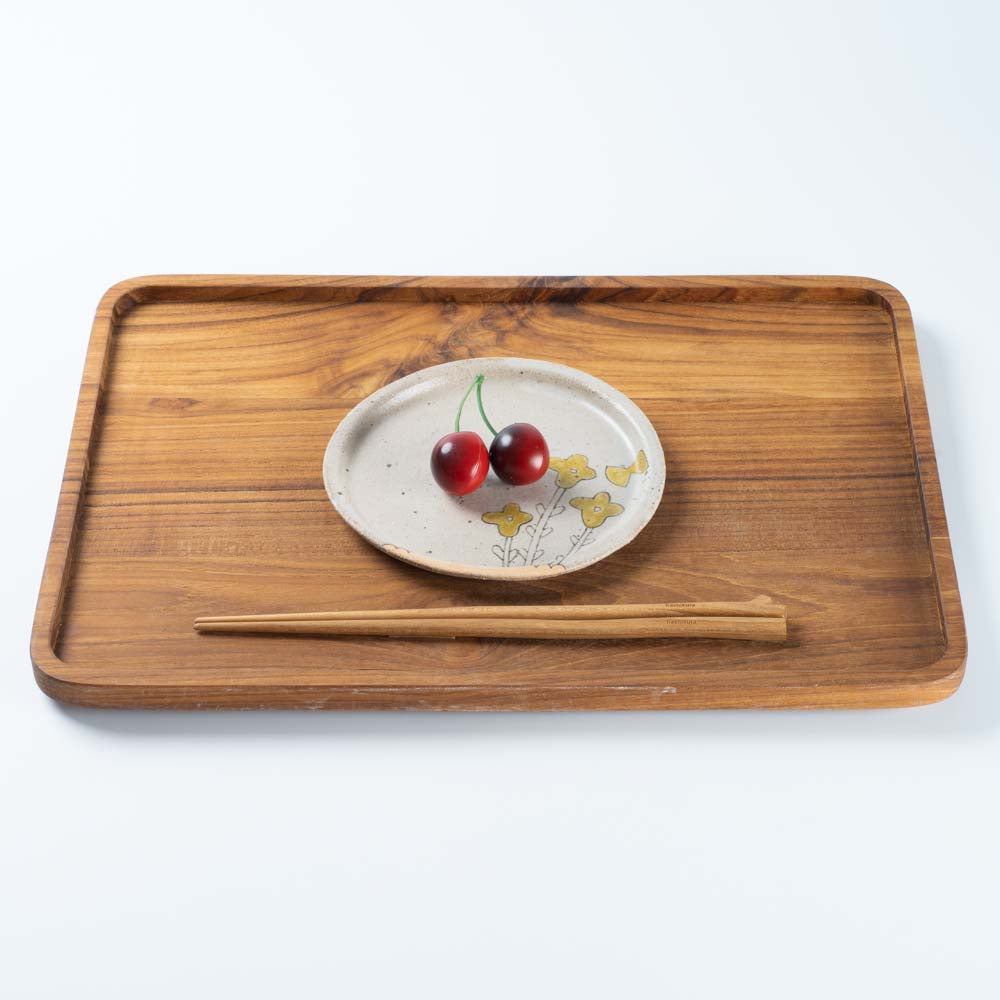 作家 岡村朝子 丸皿 小 黄花 作家 岡村朝子 陶磁器作家もの