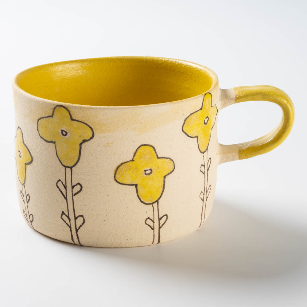 作家 岡村朝子 マグカップ 黄花 作家 岡村朝子 陶磁器作家もの