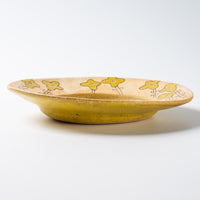 作家 岡村朝子 リム丸皿 中 黄花 作家 岡村朝子 陶磁器作家もの