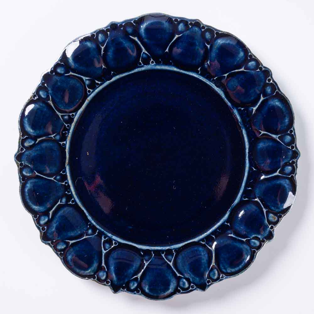 ルリアメ工房 レースカッティングリム ケーキ皿(ルリ) ルリアメ工房 陶磁器作家もの