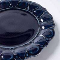 ルリアメ工房 レースカッティングリム ケーキ皿(ルリ) ルリアメ工房 陶磁器作家もの