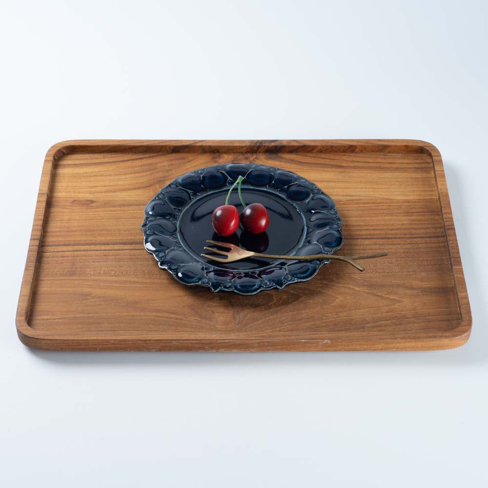 ルリアメ工房 レースカッティングリム ケーキ皿(ルリ) ルリアメ工房 陶磁器作家もの