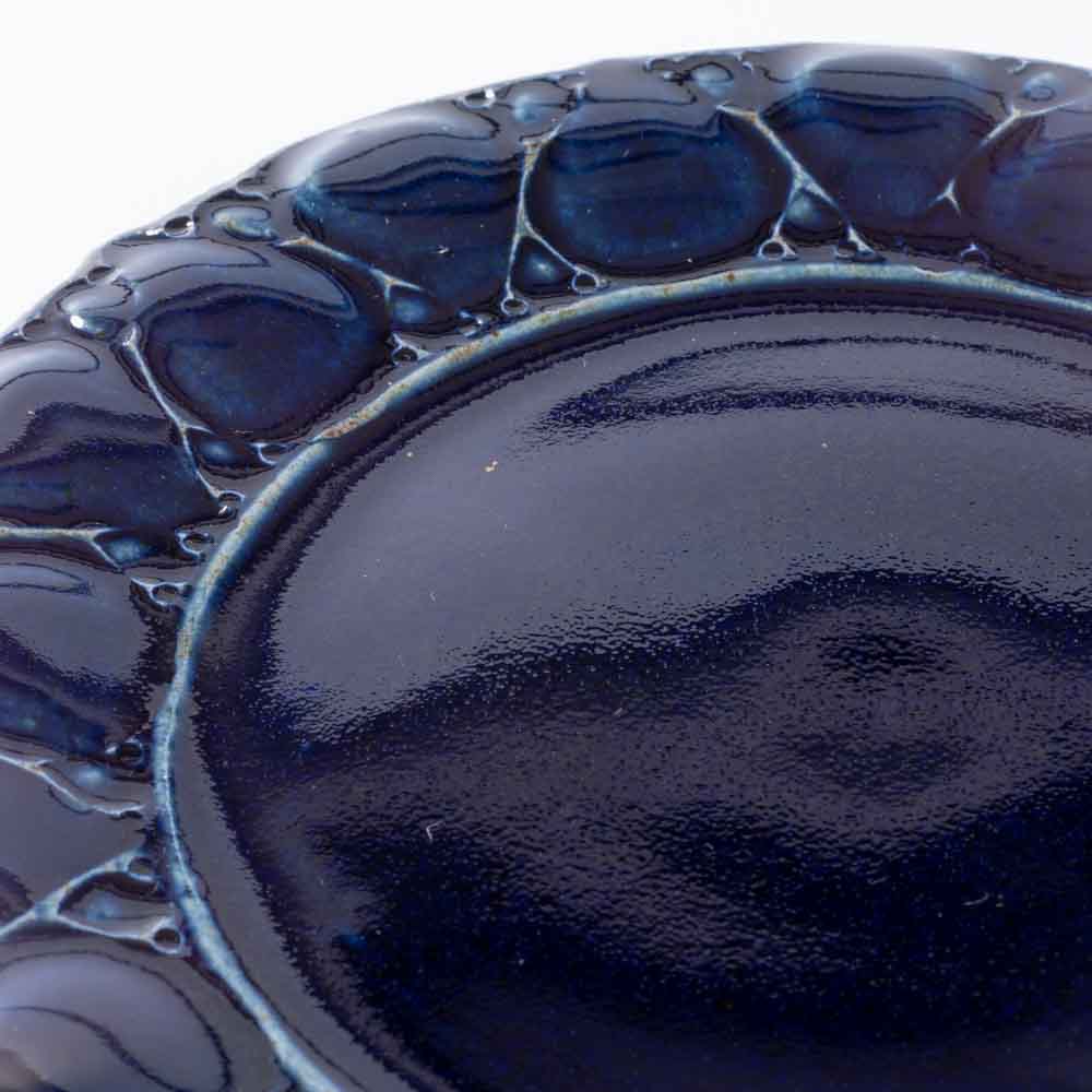 ルリアメ工房 レースカッティングリム ケーキ皿(ルリ) ルリアメ工房 陶磁器作家もの