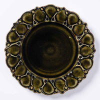 ルリアメ工房 レースカッティングリム ケーキ皿(オリーブ) ルリアメ工房 陶磁器作家もの