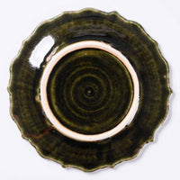 ルリアメ工房 レースカッティングリム ケーキ皿(オリーブ) ルリアメ工房 陶磁器作家もの