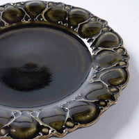 ルリアメ工房 レースカッティングリム ケーキ皿(オリーブ) ルリアメ工房 陶磁器作家もの