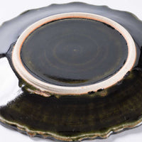 ルリアメ工房 レースカッティングリム ケーキ皿(オリーブ) ルリアメ工房 陶磁器作家もの