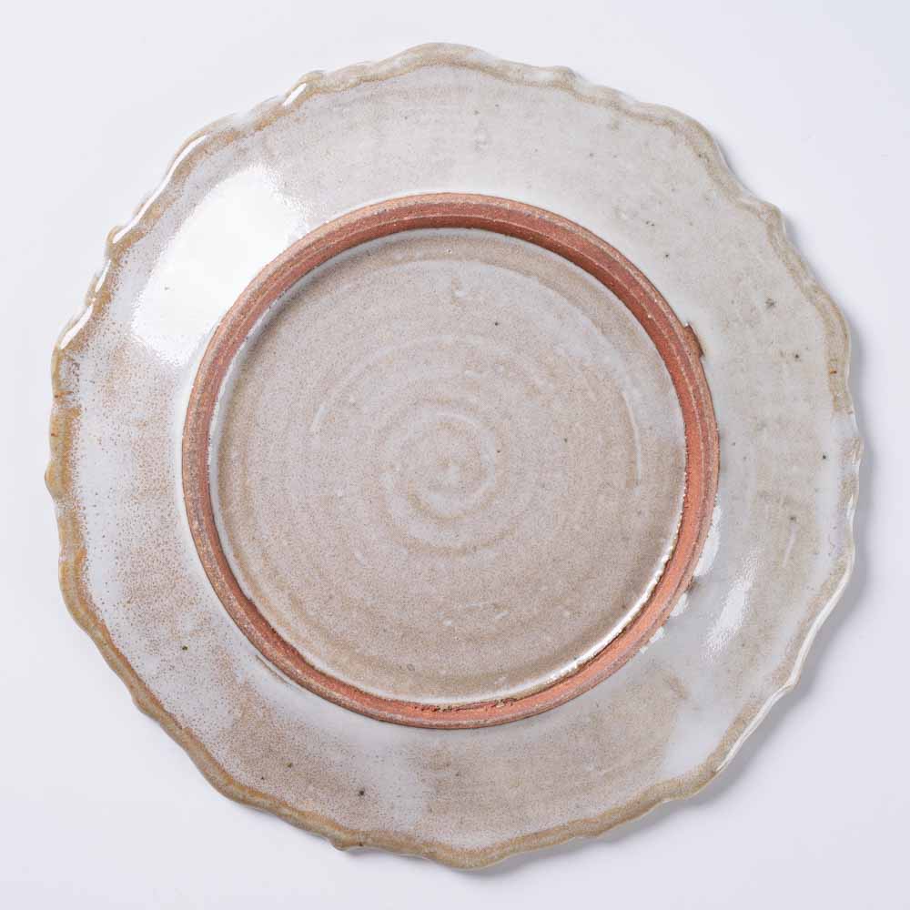 ルリアメ工房 レースカッティングリム ケーキ皿(うのふ白) ルリアメ工房 陶磁器作家もの