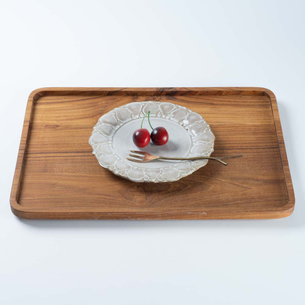 ルリアメ工房 レースカッティングリム ケーキ皿(うのふ白) ルリアメ工房 陶磁器作家もの