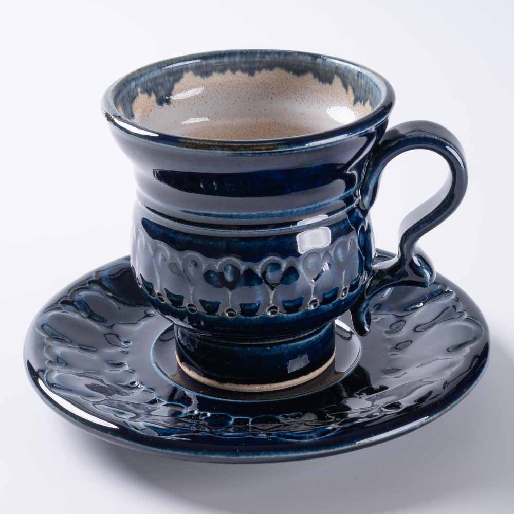 ルリアメ工房 カップ&ソーサ 鍵手(ルリ) ルリアメ工房 陶磁器作家もの