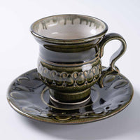 ルリアメ工房 カップ&ソーサ 鍵手(オリーブ ルリアメ工房 陶磁器作家もの