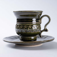 ルリアメ工房 カップ&ソーサ 鍵手(オリーブ ルリアメ工房 陶磁器作家もの