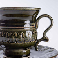 ルリアメ工房 カップ&ソーサ 鍵手(オリーブ ルリアメ工房 陶磁器作家もの