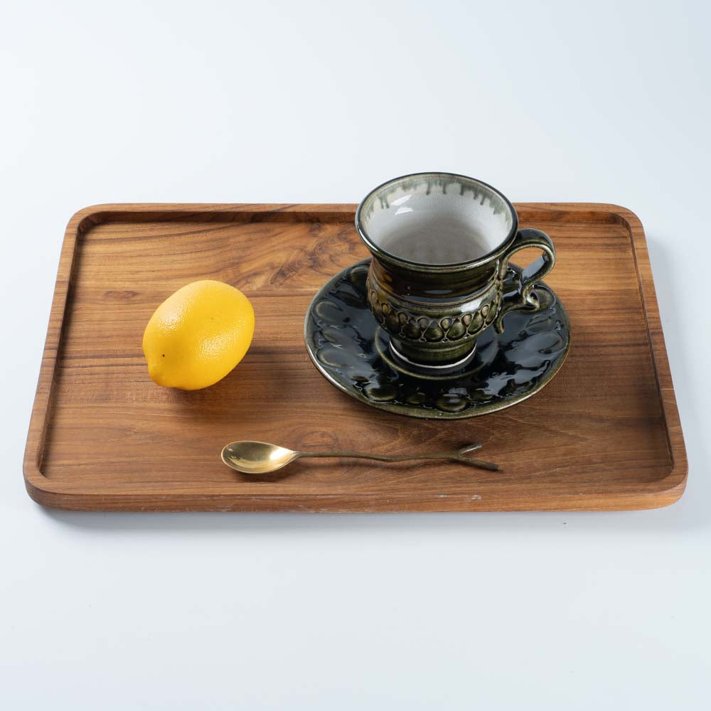 ルリアメ工房 カップ&ソーサ 鍵手(オリーブ ルリアメ工房 陶磁器作家もの