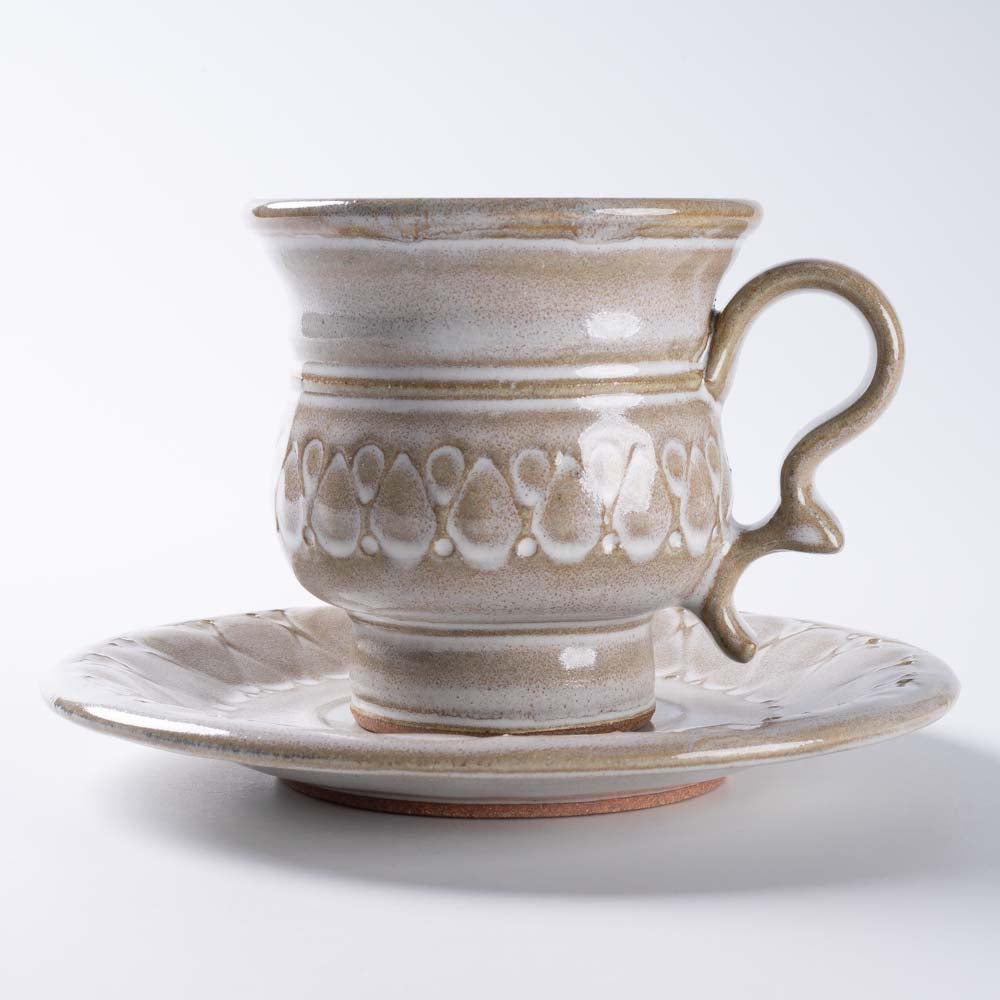 ルリアメ工房 カップ&ソーサ 鍵手(うのふ白) ルリアメ工房 陶磁器作家もの