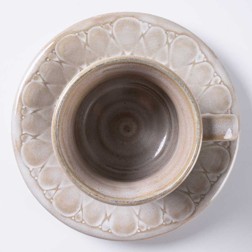 ルリアメ工房 カップ&ソーサ 鍵手(うのふ白) ルリアメ工房 陶磁器作家もの