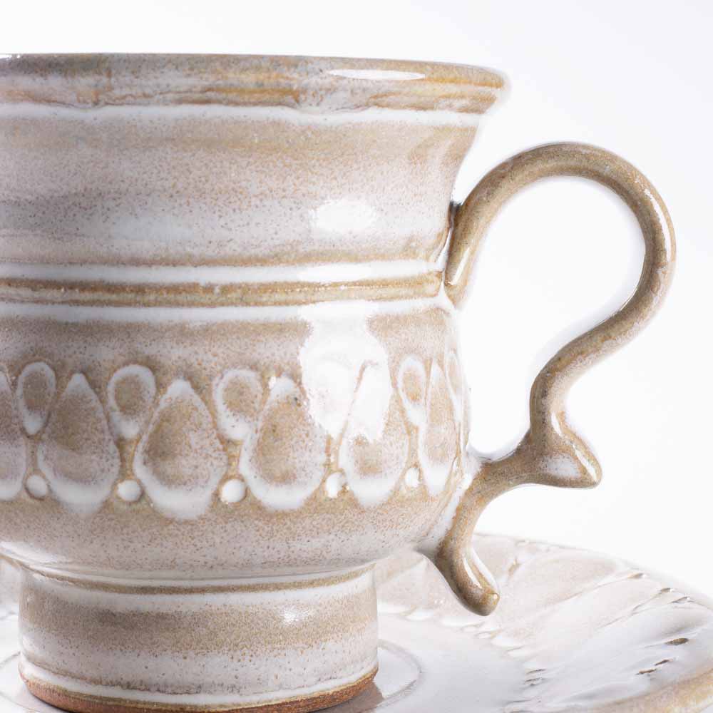 ルリアメ工房 カップ&ソーサ 鍵手(うのふ白) ルリアメ工房 陶磁器作家もの