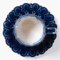 ルリアメ工房 カップ&レースカッティングリムソーサ(ルリ) ルリアメ工房 陶磁器作家もの