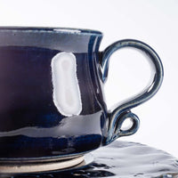 ルリアメ工房 カップ&レースカッティングリムソーサ(ルリ) ルリアメ工房 陶磁器作家もの