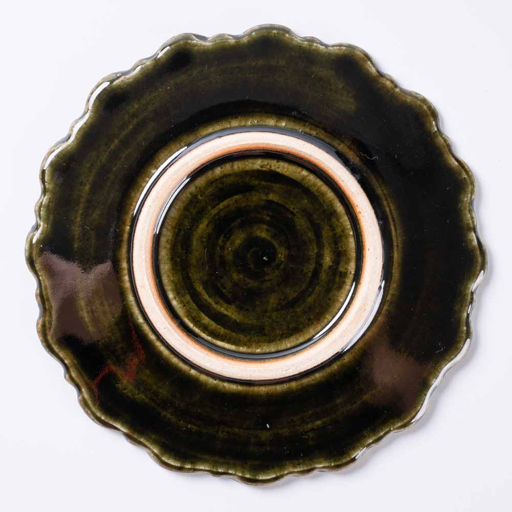 ルリアメ工房 カップ&レースカッティングリムソーサ(オリーブ) ルリアメ工房 陶磁器作家もの