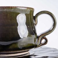 ルリアメ工房 カップ&レースカッティングリムソーサ(オリーブ) ルリアメ工房 陶磁器作家もの