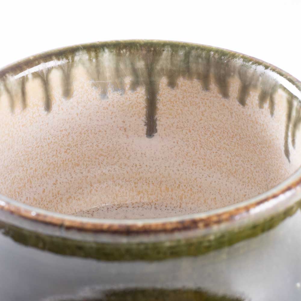 ルリアメ工房 カップ&レースカッティングリムソーサ(オリーブ) ルリアメ工房 陶磁器作家もの