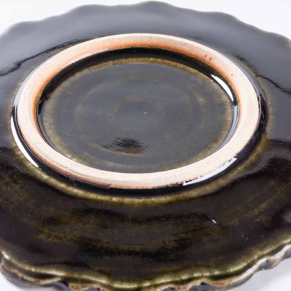 ルリアメ工房 カップ&レースカッティングリムソーサ(オリーブ) ルリアメ工房 陶磁器作家もの