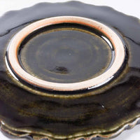 ルリアメ工房 カップ&レースカッティングリムソーサ(オリーブ) ルリアメ工房 陶磁器作家もの