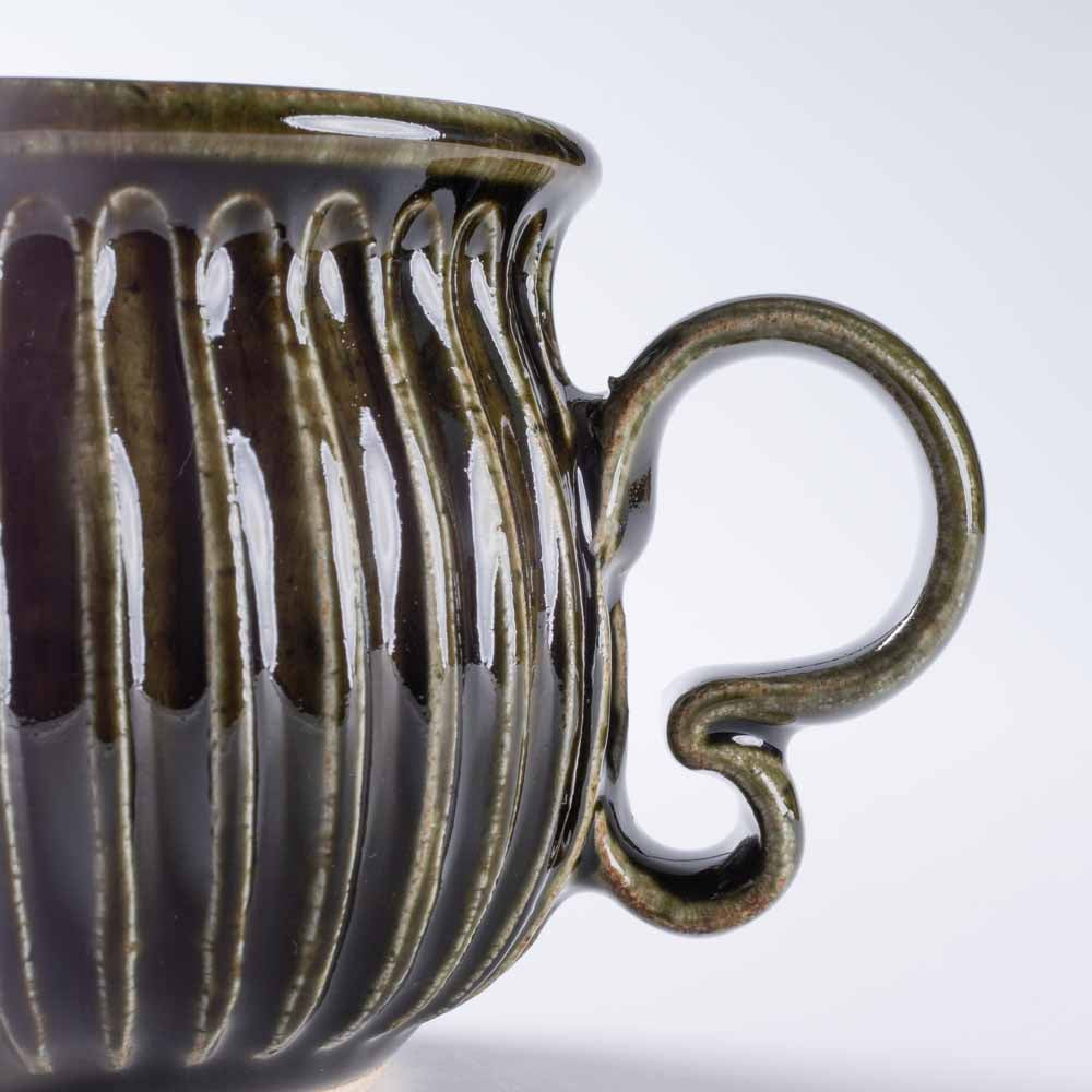 ルリアメ工房 しのぎマグ(オリーブ) ルリアメ工房 陶磁器作家もの