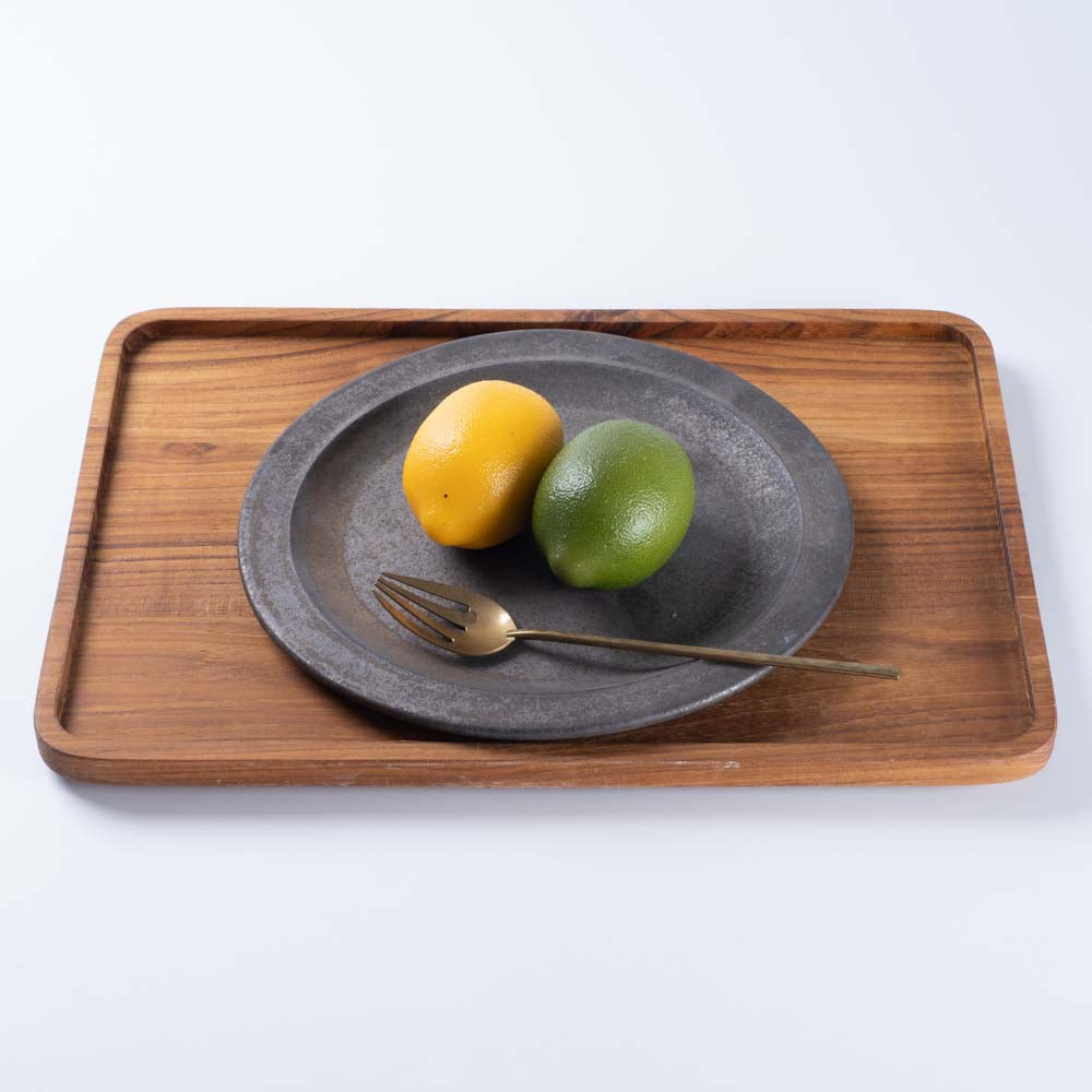 作家 大原拓也 カラーマットリムプレート (M) noir ¥3,850 大人の焼き物