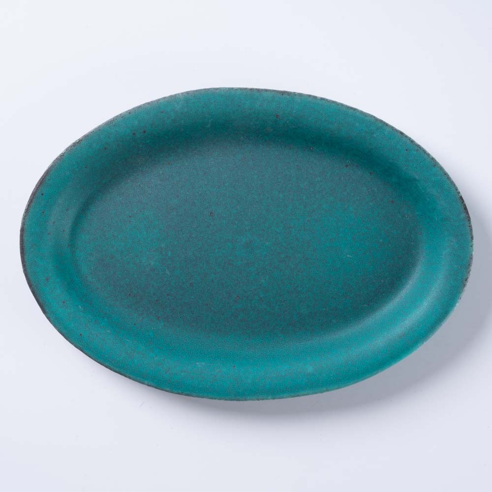 作家 大原拓也 オーバルプレート (S) vert 作家 大原拓也 陶磁器作家もの