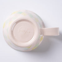 作家 森田みほ マグカップ(薄ピンクベース) エメラルドグリーン×紫 作家 森田みほ 陶磁器作家もの