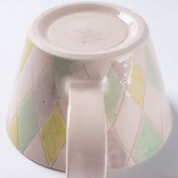 作家 森田みほ マグカップ(薄ピンクベース) エメラルドグリーン×紫 作家 森田みほ 陶磁器作家もの