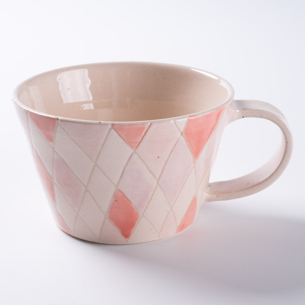 作家 森田みほ マグカップ(薄ピンクベース) ピンク×紫 作家 森田みほ 陶磁器作家もの