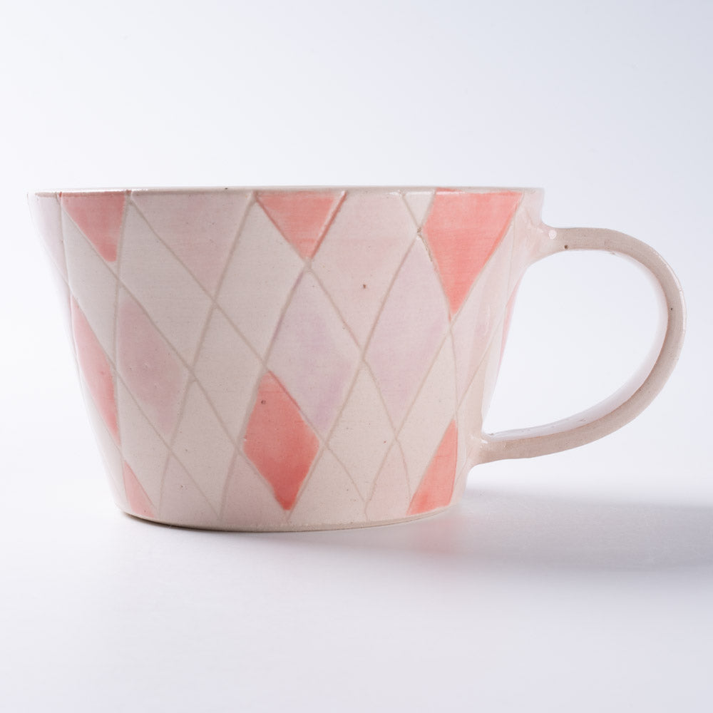 作家 森田みほ マグカップ(薄ピンクベース) ピンク×紫 作家 森田みほ 陶磁器作家もの