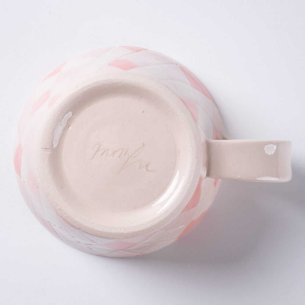 作家 森田みほ マグカップ(薄ピンクベース) ピンク×紫 作家 森田みほ 陶磁器作家もの