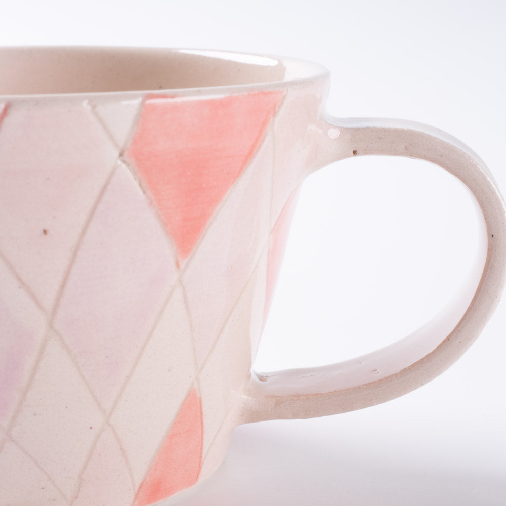 作家 森田みほ マグカップ(薄ピンクベース) ピンク×紫 作家 森田みほ 陶磁器作家もの