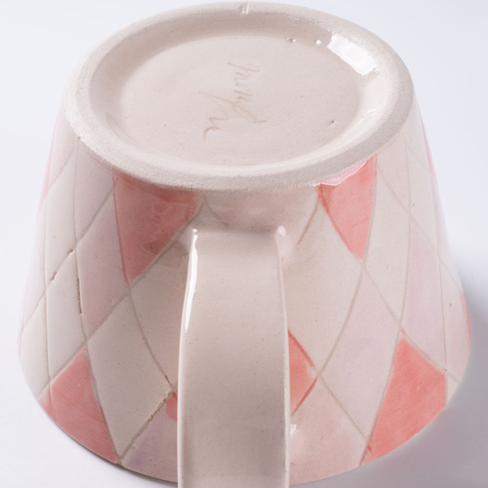 作家 森田みほ マグカップ(薄ピンクベース) ピンク×紫 作家 森田みほ 陶磁器作家もの