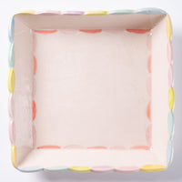 作家 森田みほ 四角鉢(薄ピンクベース) マルチカラー 作家 森田みほ 陶磁器作家もの
