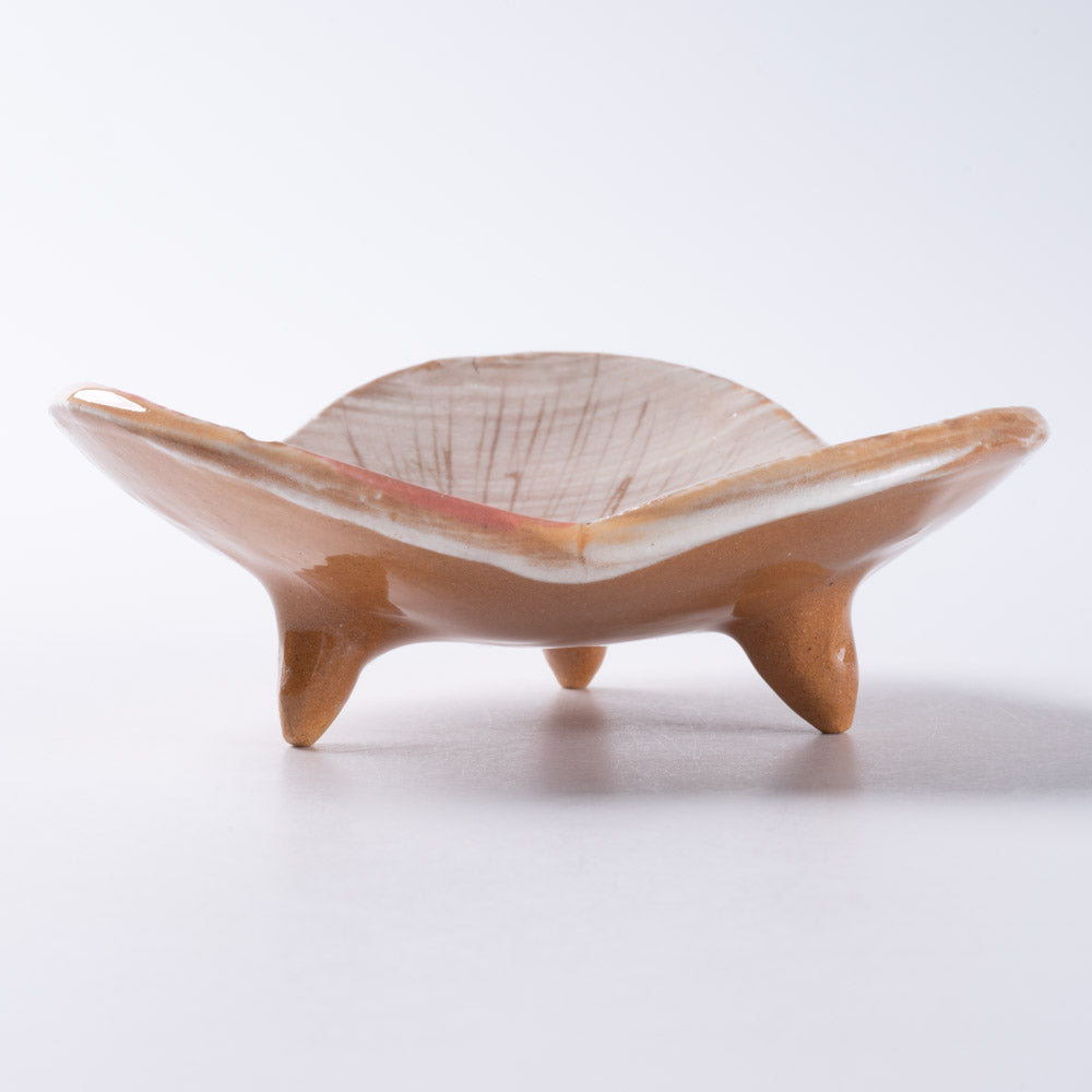 作家 森田みほ 花型足付き小皿 ピンク 作家 森田みほ 陶磁器作家もの