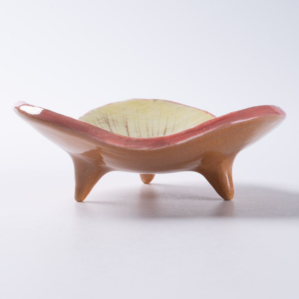 作家 森田みほ 花型足付き小皿 イエロー 作家 森田みほ 陶磁器作家もの